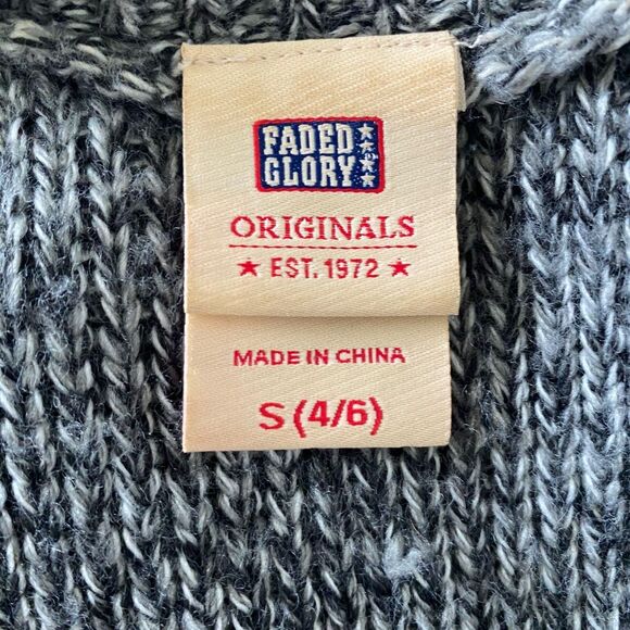 Faded Glory Early 2000's Gray Grey Knitted Button Down Babydoll Knit Cardigan S - Picture 7 of 8